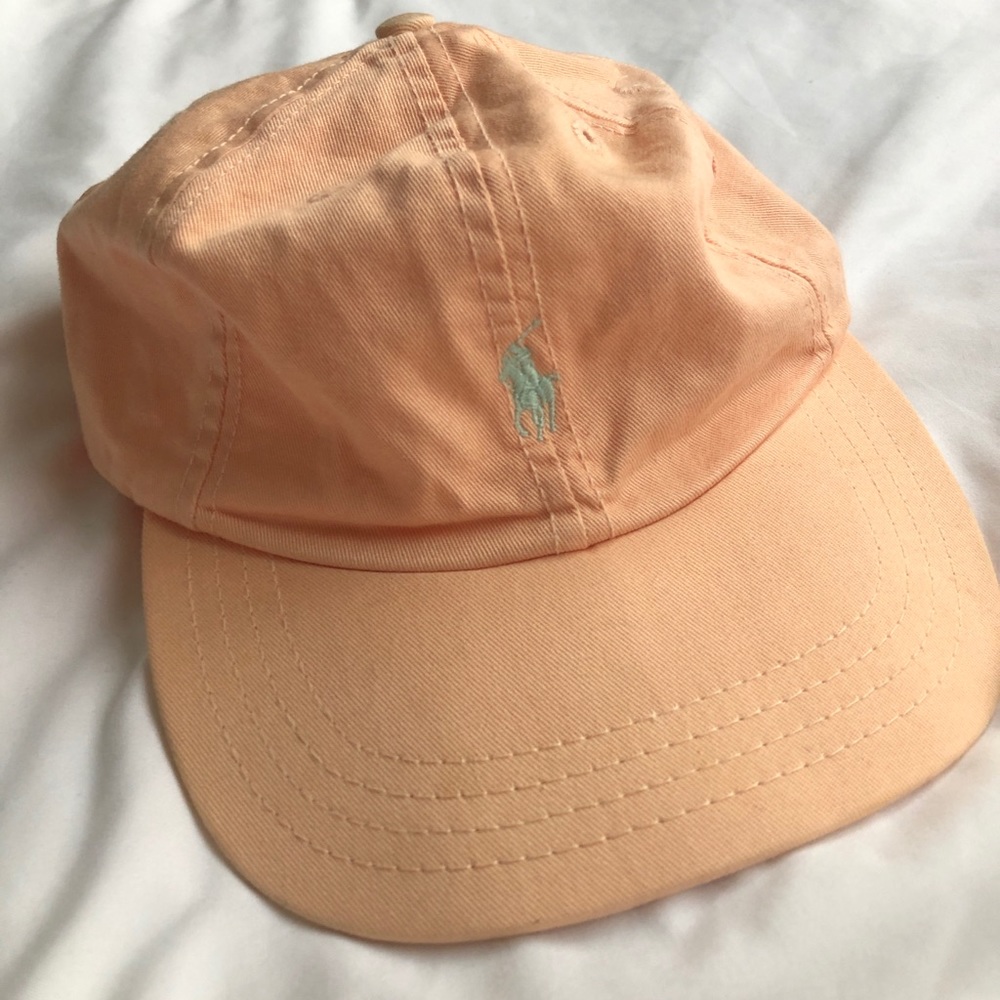 RARE peach Polo logo hat